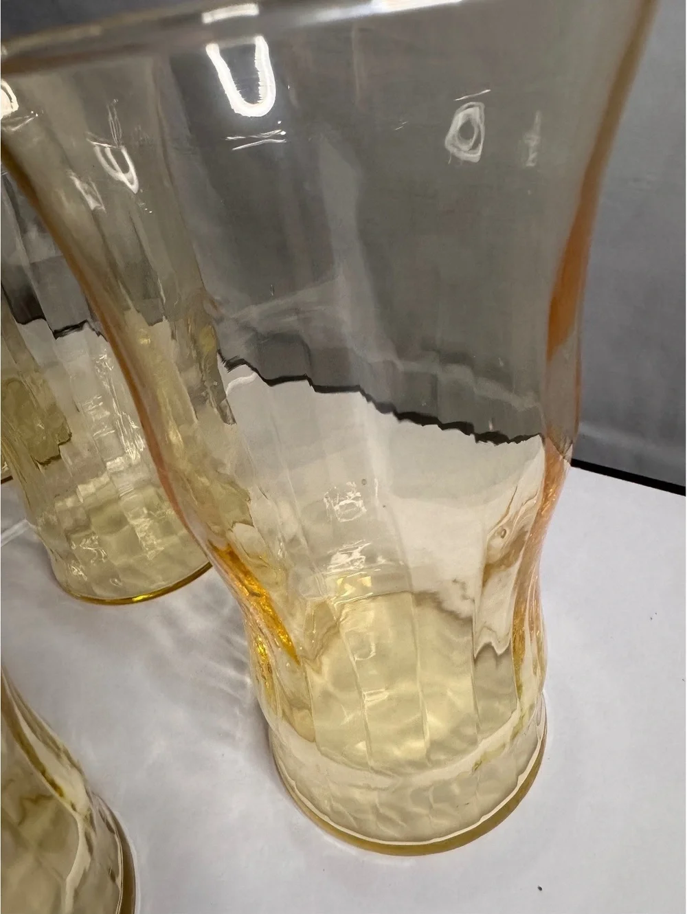 Vintage Set of 6 Amber Glass Tumblers Mid Century Modern Drinking Glasses